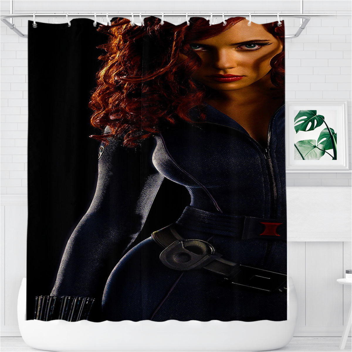 The Avengers Black Widow Style Bathroom Shower Curtain Fabric Waterproof | 66 X 72 Inch