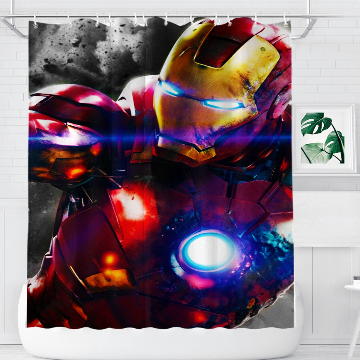The Avengers Iron Man Bathroom Shower Curtain Fabric Waterproof | 66 X 72 Inch