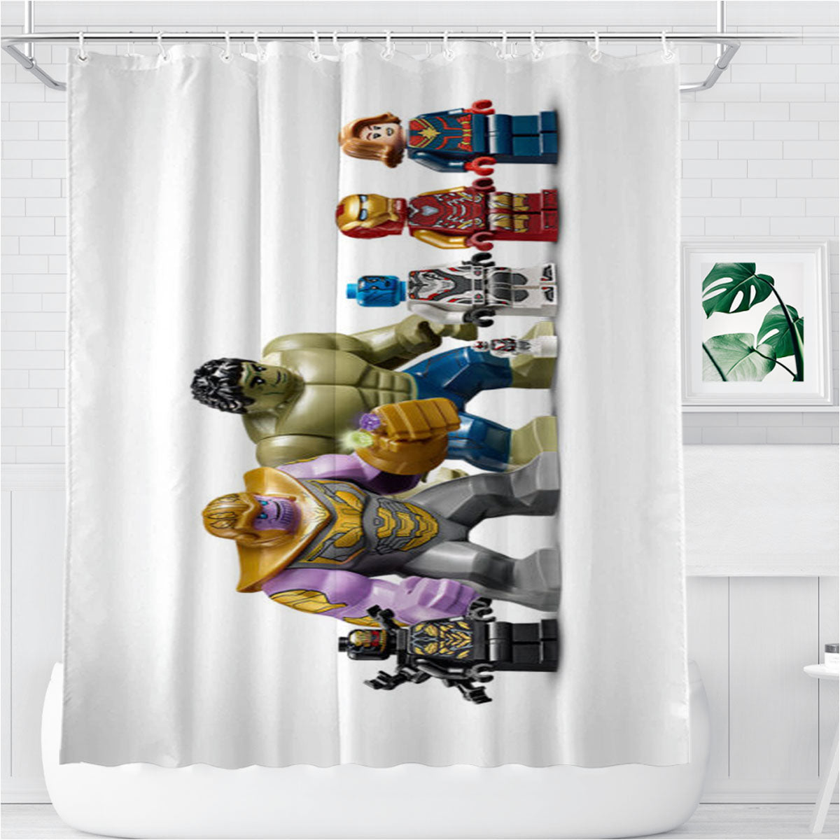 The Avengers Lego Official Bathroom Shower Curtain Fabric Waterproof | 66 X 72 Inch