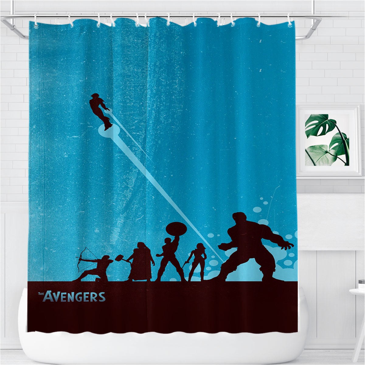 The Avengers Minimalistic Bathroom Shower Curtain Fabric Waterproof | 66 X 72 Inch