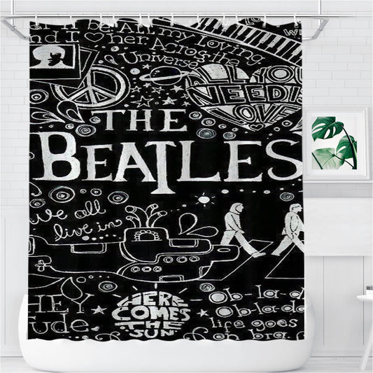 Personalized The Beatles Art Mozaik Shower Curtain Farmhouse Bathroom Decor