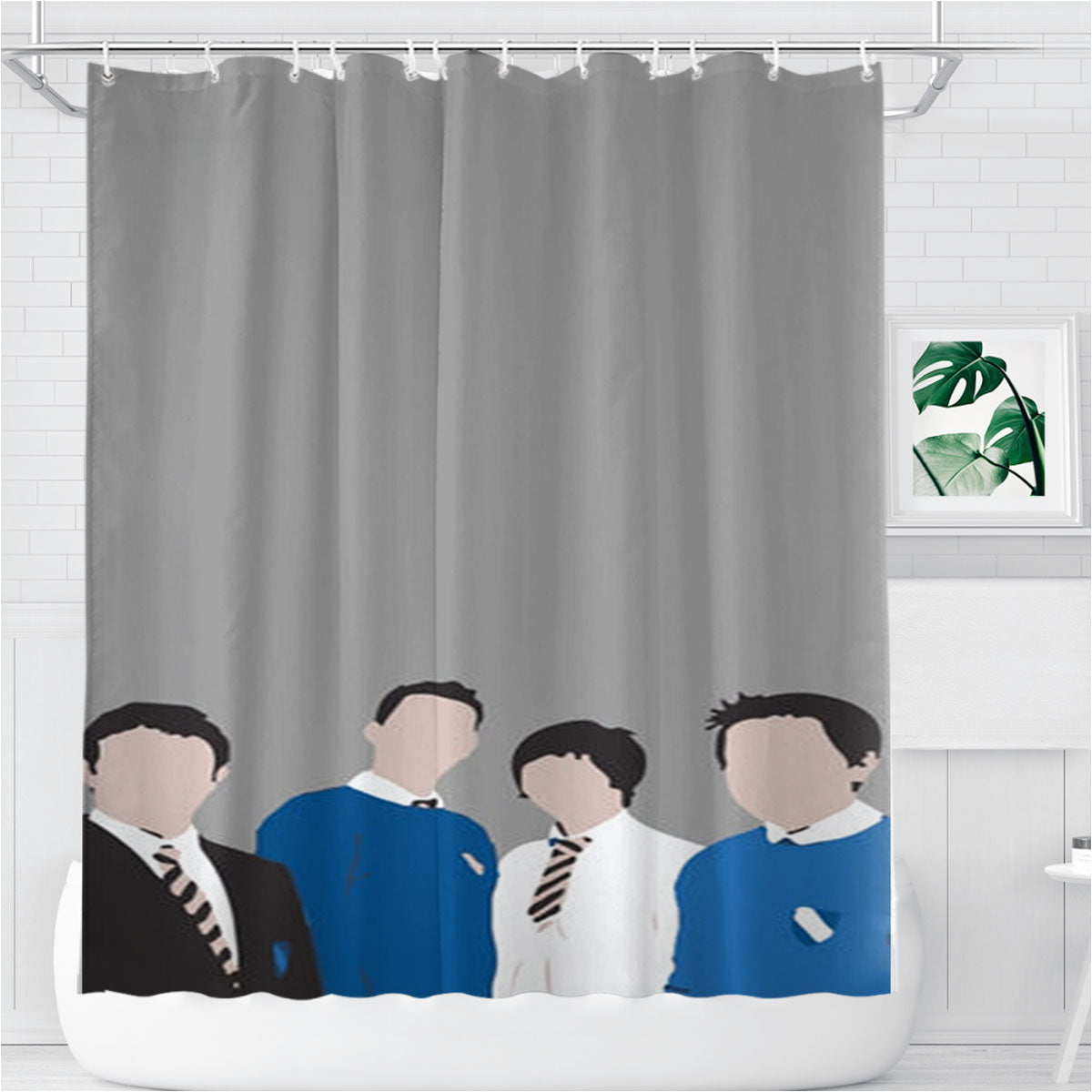 The Cartoon Inbetween Bathroom Shower Curtain Fabric Waterproof | 66 X 72 Inch