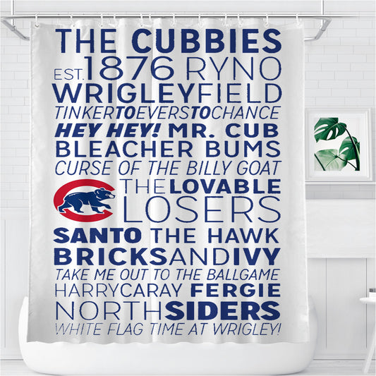 The Chicago Cubs 1876 Bathroom Shower Curtain Fabric Waterproof | 66 X 72 Inch