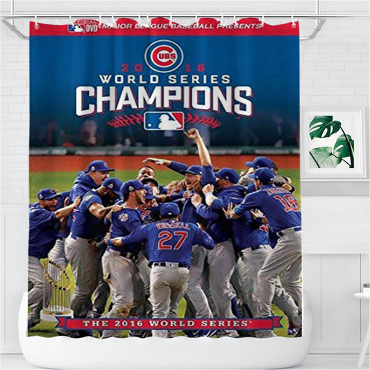 The Chicago Cubs Champions Bathroom Shower Curtain Fabric Waterproof | 66 X 72 Inch