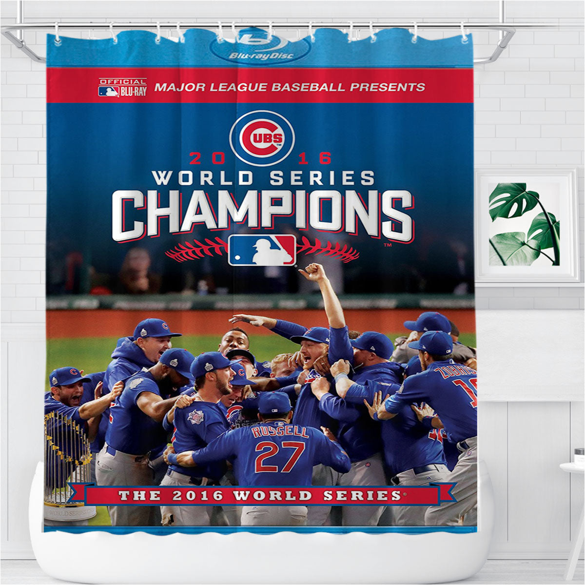 The Chicago Cubs Champions 2 Bathroom Shower Curtain Fabric Waterproof | 66 X 72 Inch