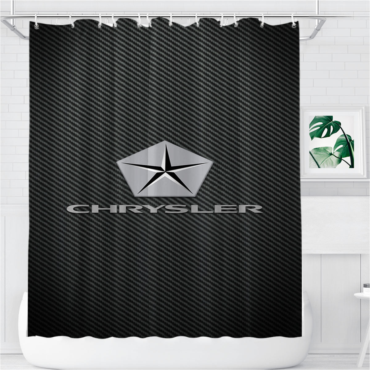 The Crysler Carbon Fiber Logo Bathroom Shower Curtain Fabric Waterproof | 66 X 72 Inch