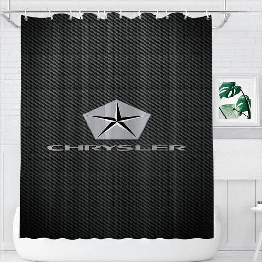 Personalized The Crysler Carbon Fiber Logo Shower Curtain Farmhouse Bathroom Decor