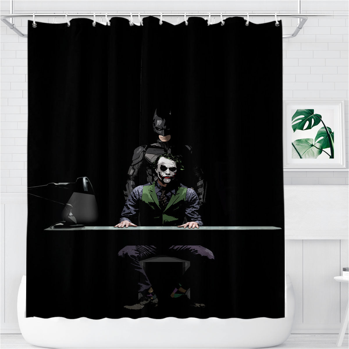 The Dark Knight Joker And Batman Bathroom Shower Curtain Fabric Waterproof | 66 X 72 Inch
