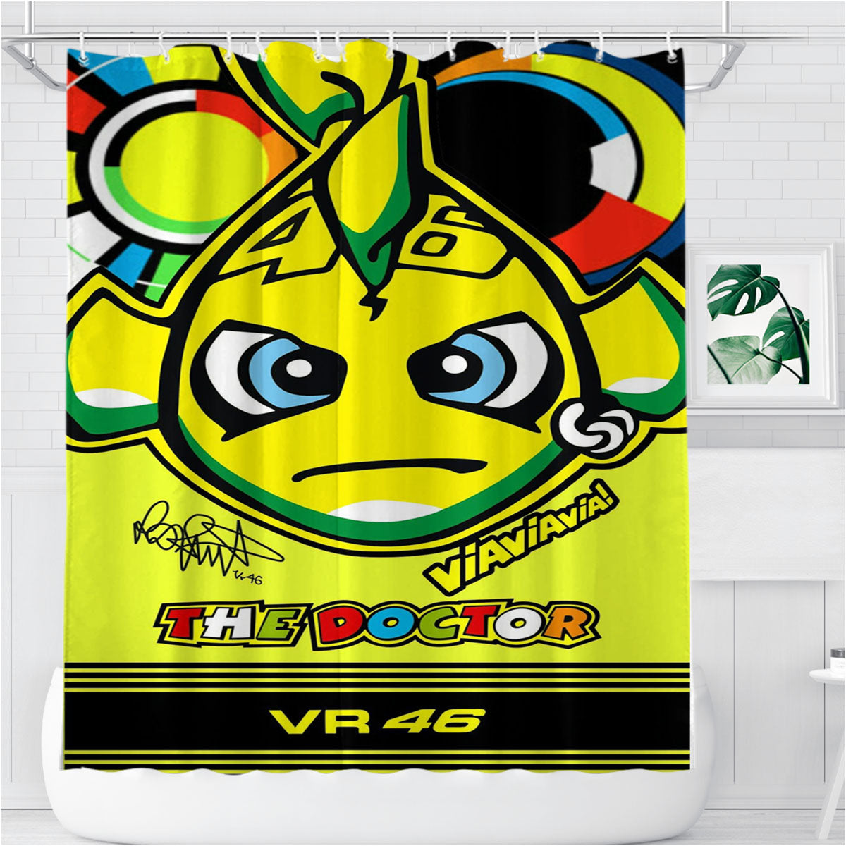 The Doctor Vr 46 Art Wallpaper Bathroom Shower Curtain Fabric Waterproof | 66 X 72 Inch