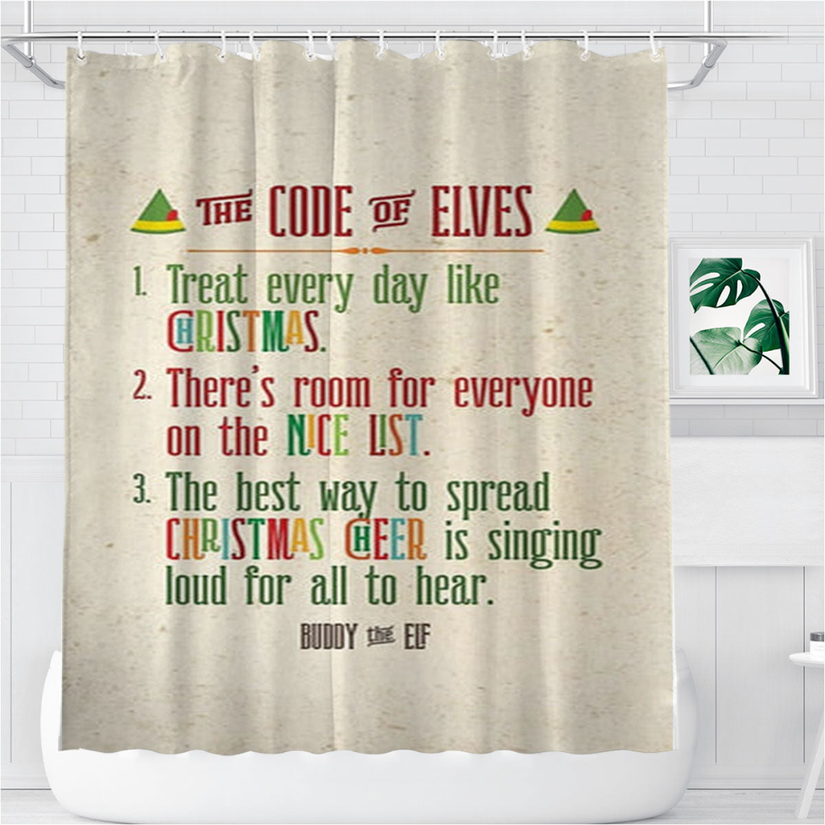 The Elf Code - Elf Bathroom Shower Curtain Fabric Waterproof | 66 X 72 Inch