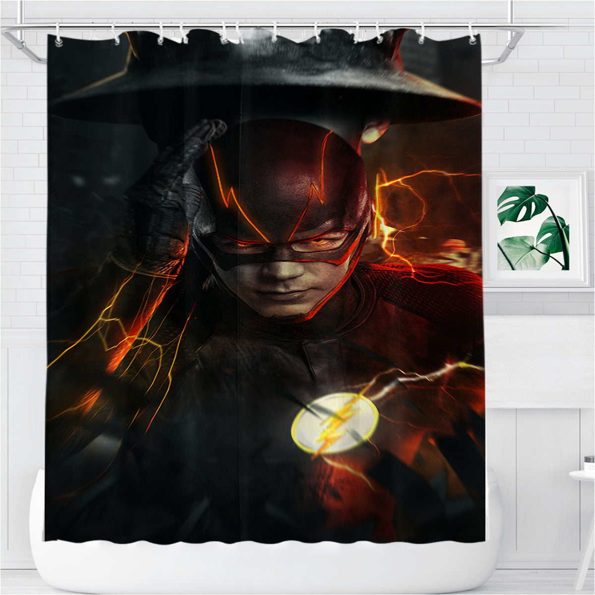 The Flash Dc Heroes Poster Bathroom Shower Curtain Fabric Waterproof | 66 X 72 Inch