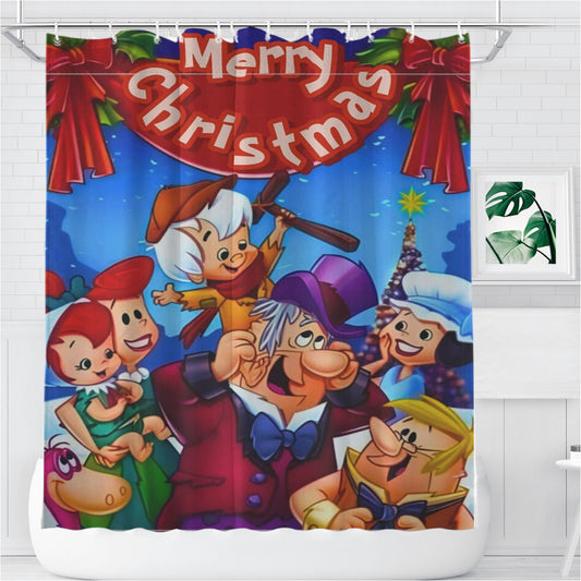 The Flintstones Christmas Carol Bathroom Shower Curtain Fabric Waterproof