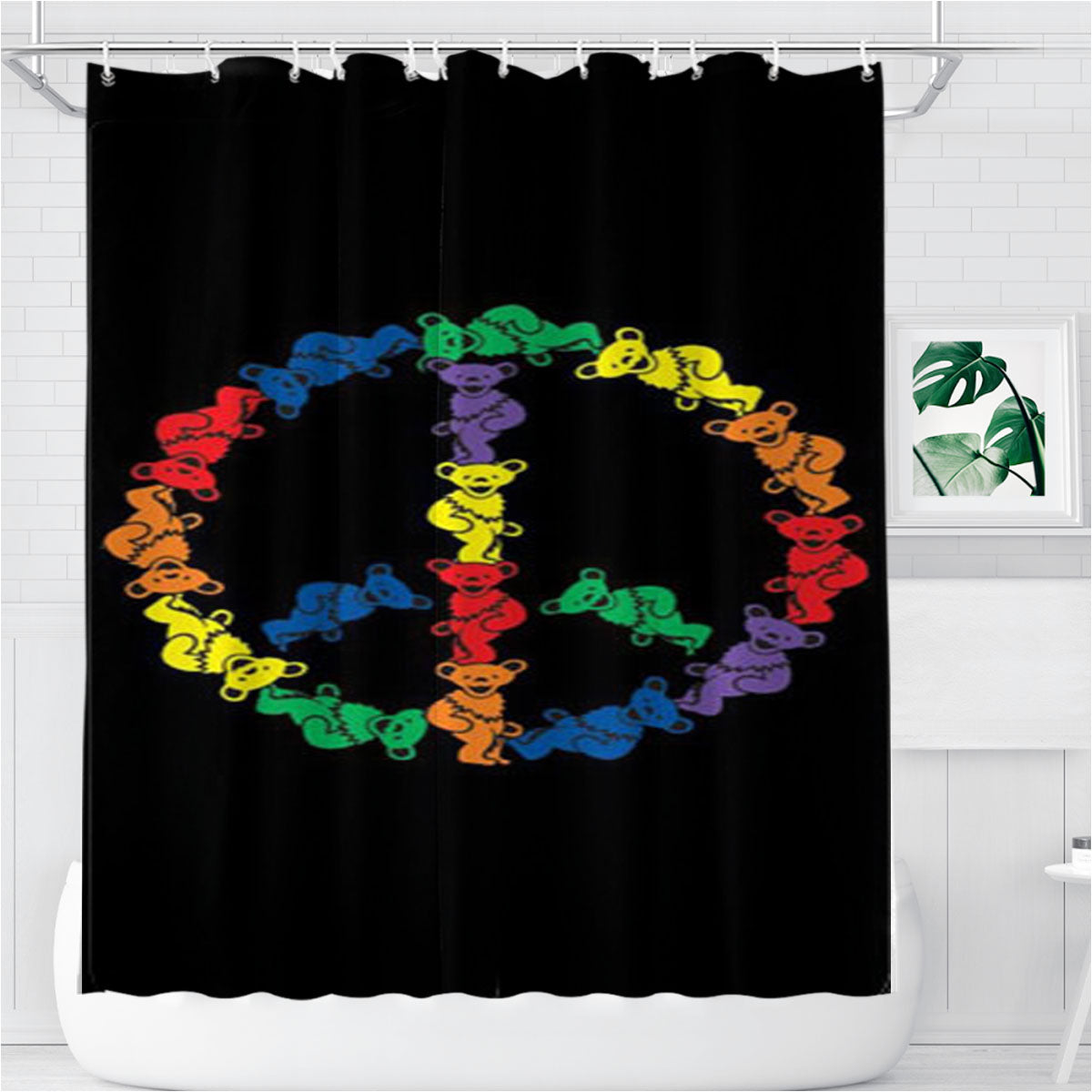 The Grateful Dead Bear Bathroom Shower Curtain Fabric Waterproof | 66 X 72 Inch
