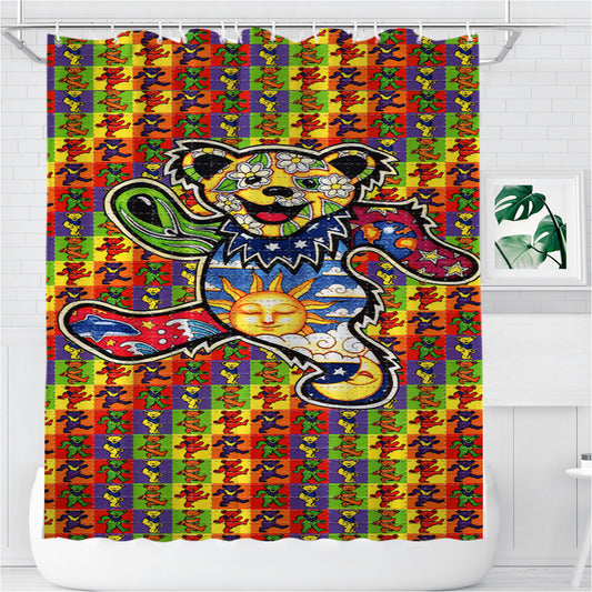 Personalized The Grateful Dead Dancing Bear Shower Curtain Farmhouse Bathroom Decor