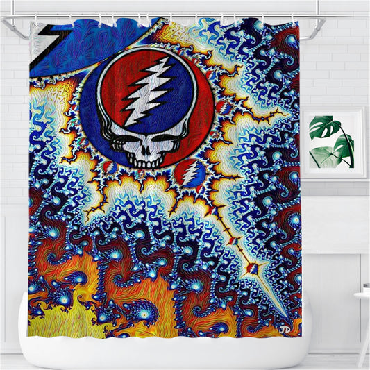 Personalized The Grateful Dead Logo Shower Curtain Farmhouse Bathroom Decor