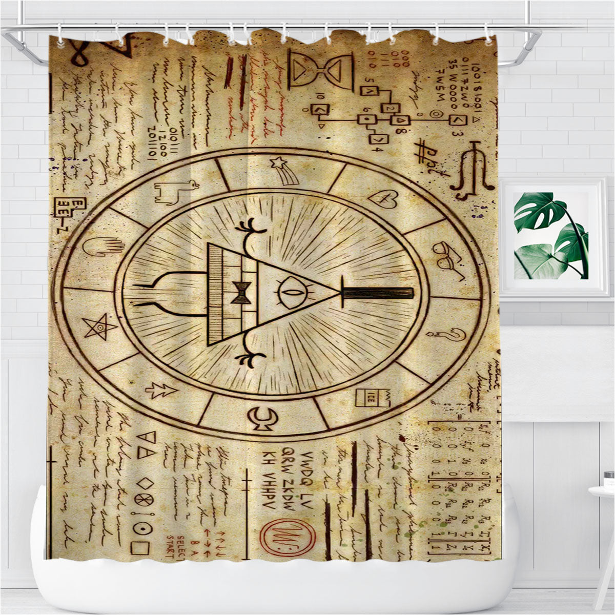 The Gravity Falls Intrigue Triangle Eye Bathroom Shower Curtain Fabric Waterproof | 66 X 72 Inch