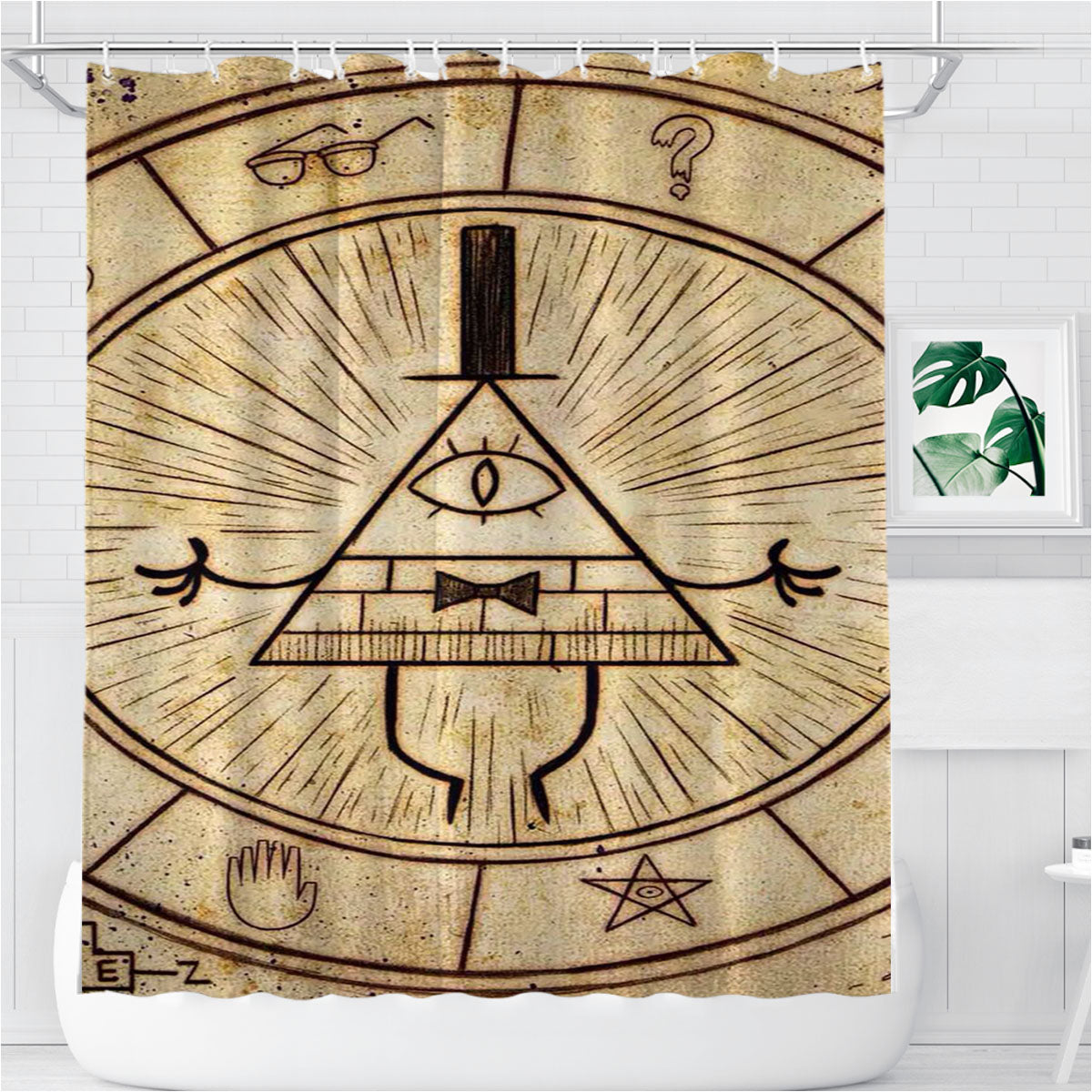 The Gravity Falls Intrigue Triangle Eye Wallp Bathroom Shower Curtain Fabric Waterproof | 66 X 72 Inch