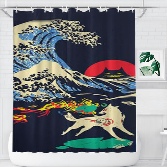 Personalized The Great Wave Of Oni Island Shower Curtain Farmhouse Bathroom Decor