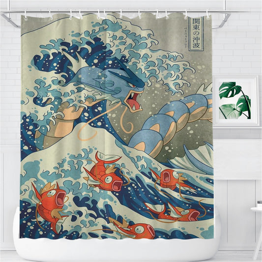 Personalized The Great Wave Off Kanto Blue Shower Curtain Farmhouse Bathroom Decor