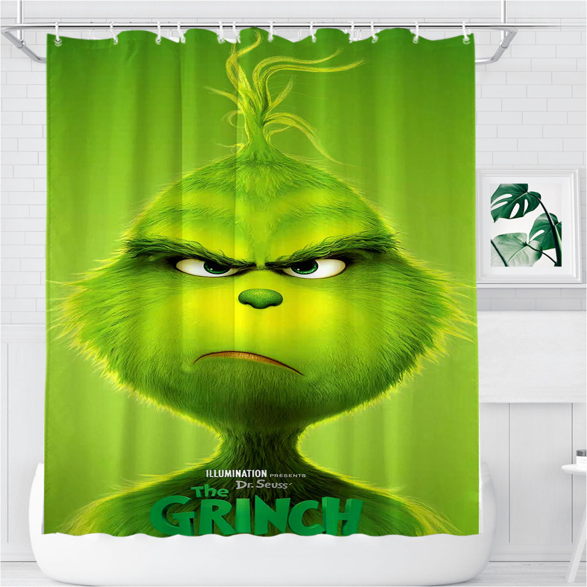 The Grinch Poster Bathroom Shower Curtain Fabric Waterproof | 66 X 72 Inch