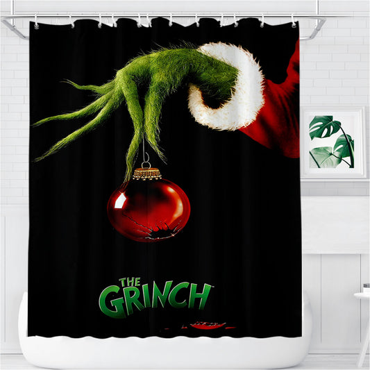 Personalized The Grinch Stole Christmas Movie Poster Shower Curtain Farmhouse Bathroom Decor