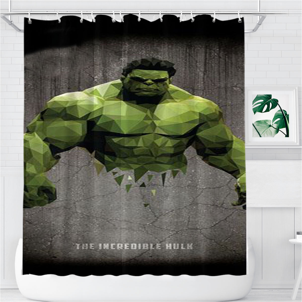 The Incredible Hulk Polygonal Bathroom Shower Curtain Fabric Waterproof | 66 X 72 Inch