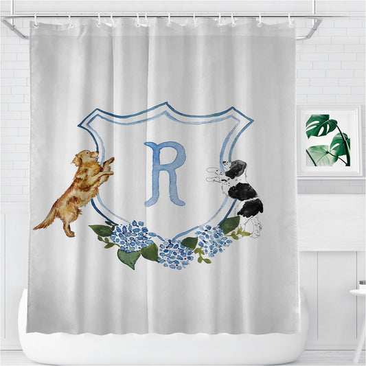 The Katherine Crest Mix And Match Bathroom Shower Curtain Fabric Waterproof