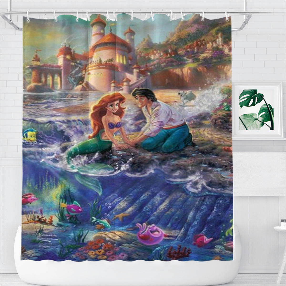 The Little Mermaid Bathroom Shower Curtain Fabric Waterproof | 66 X 72 Inch