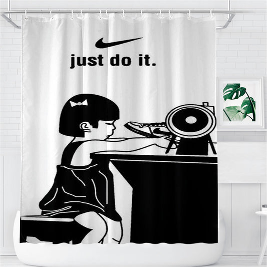 The Little Nike Girl Just Do It Bathroom Shower Curtain Fabric Waterproof | 66 X 72 Inch