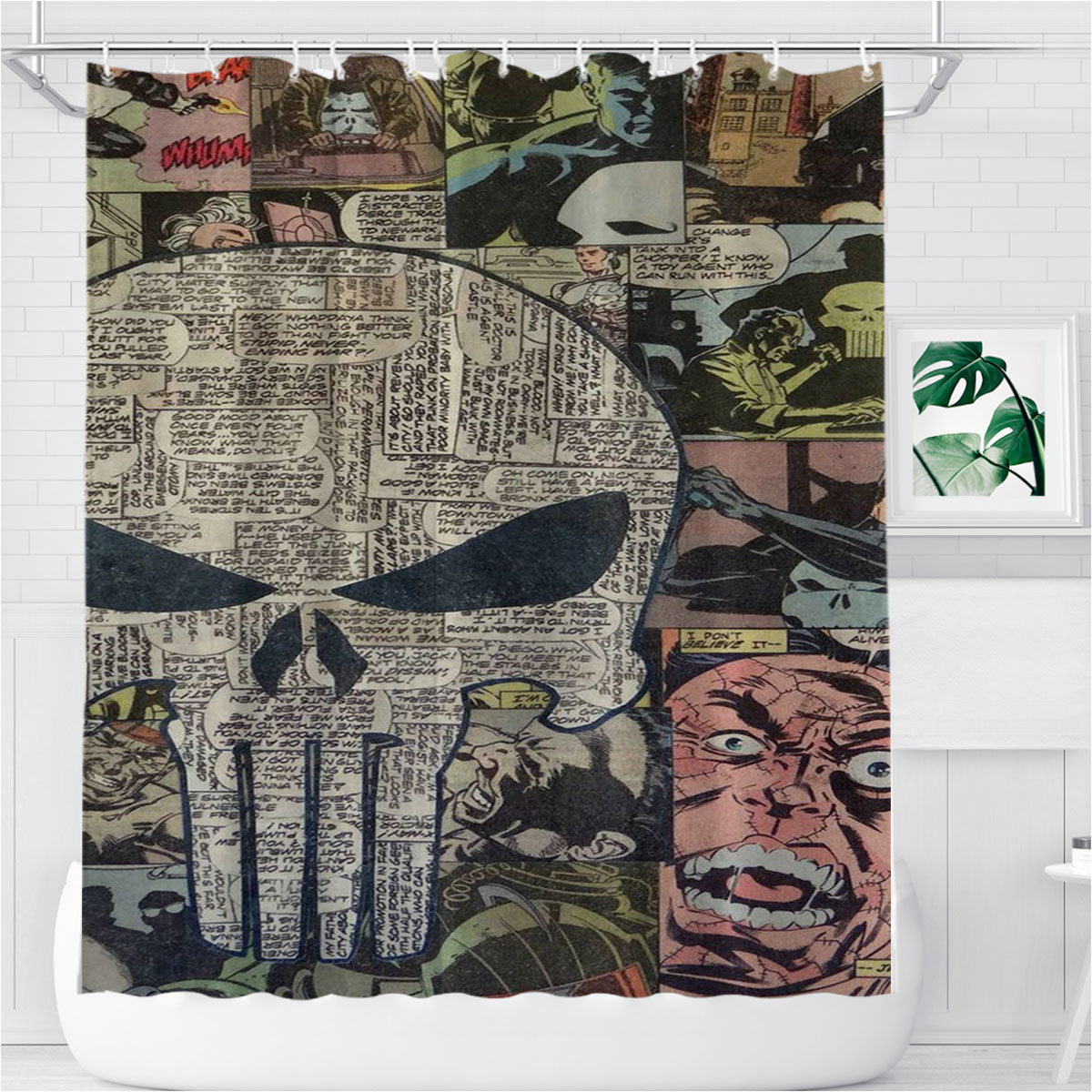 The Punisher Comic Bathroom Shower Curtain Fabric Waterproof | 66 X 72 Inch