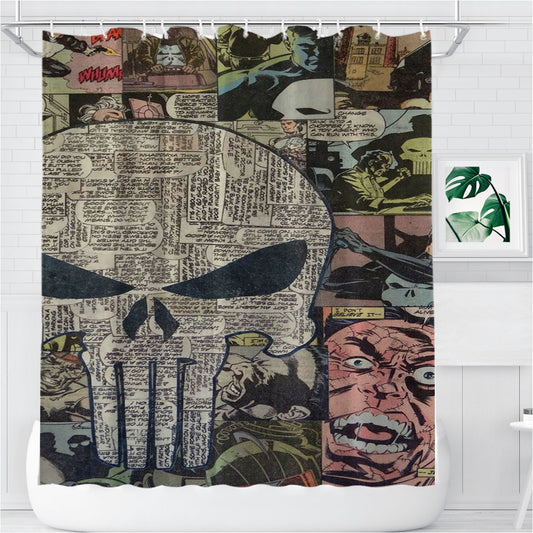 Personalized The Punisher Comic Shower Curtain Farmhouse Bathroom Decor