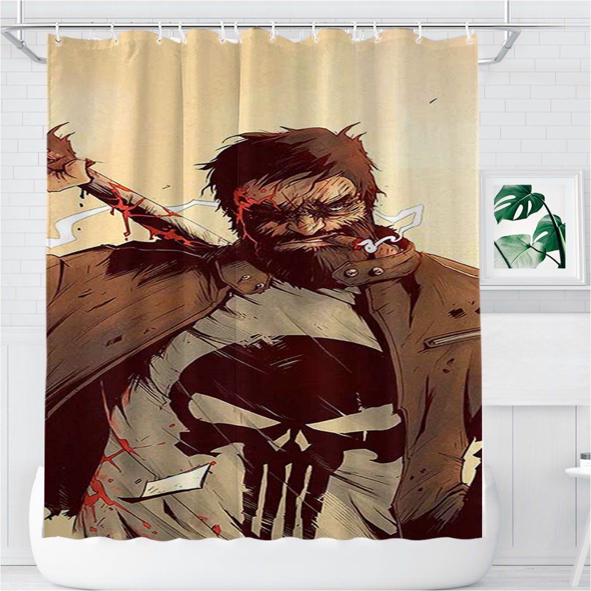 The Punisher Marvel Comics Bathroom Shower Curtain Fabric Waterproof | 66 X 72 Inch