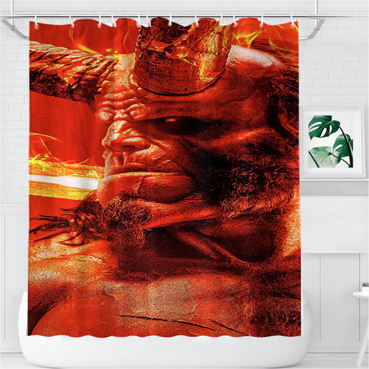 Personalized The Red Devil Hellboy Hero Shower Curtain Farmhouse Bathroom Decor