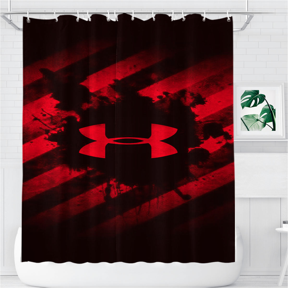 The Rock Project Red Under Armour Bathroom Shower Curtain Fabric Waterproof | 66 X 72 Inch