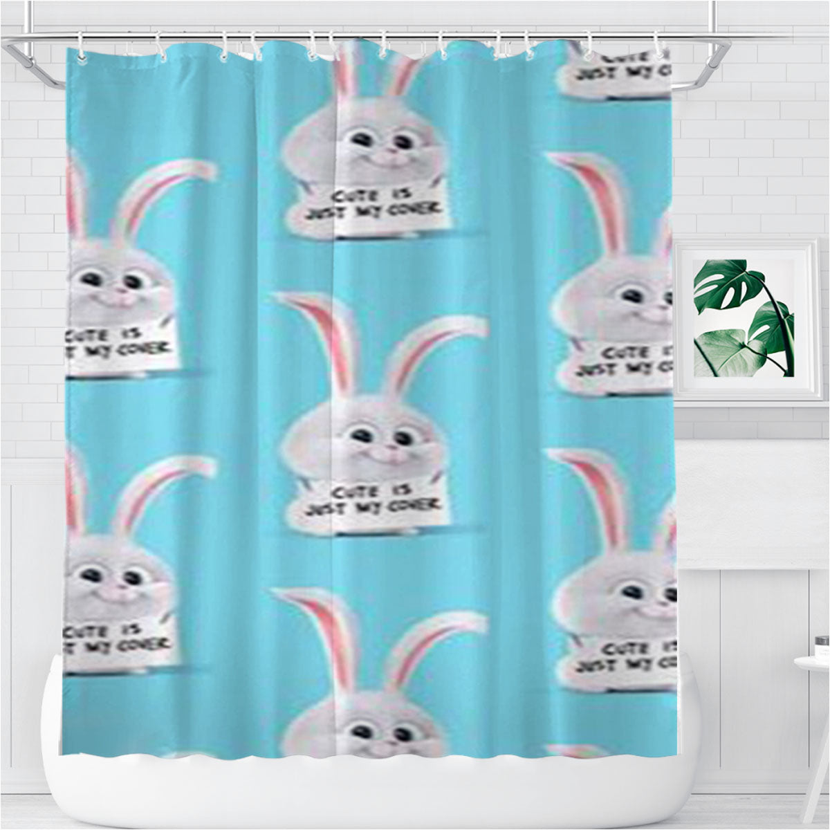 The Secret Life Of Pets Rabbit Pattern Bathroom Shower Curtain Fabric Waterproof | 66 X 72 Inch