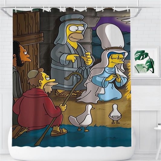 Personalized The Simpson Christmas Shower Curtain Farmhouse Bathroom Decor