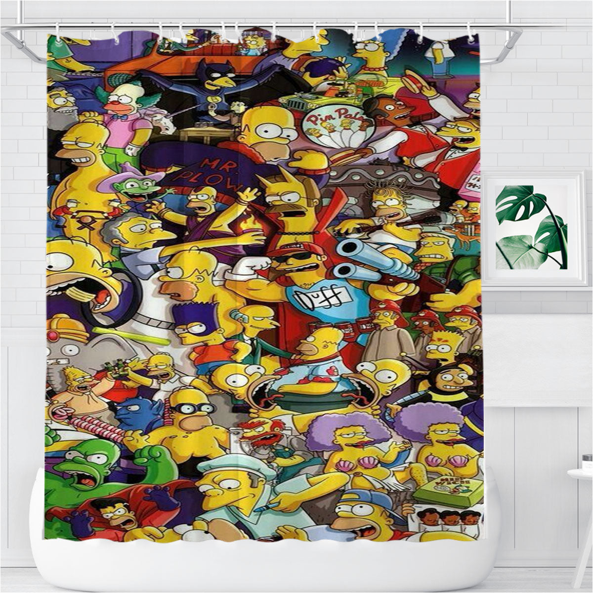 The Simpsons Characters Collection Bathroom Shower Curtain Fabric Waterproof | 66 X 72 Inch