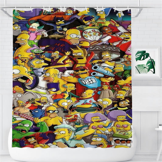 Personalized The Simpsons Characters Collection Shower Curtain Farmhouse Bathroom Decor
