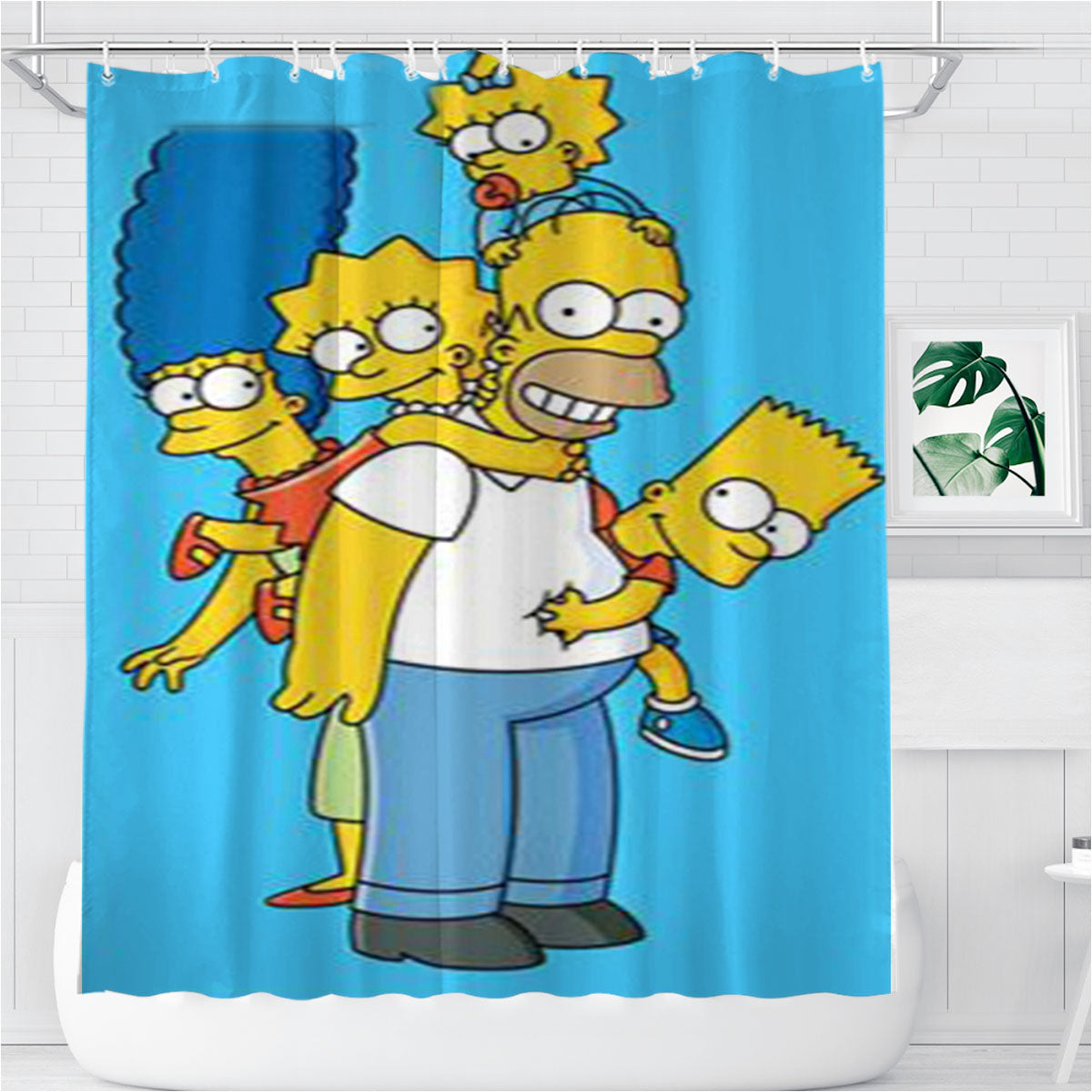 The Simpsons Family Bathroom Shower Curtain Fabric Waterproof | 66 X 72 Inch
