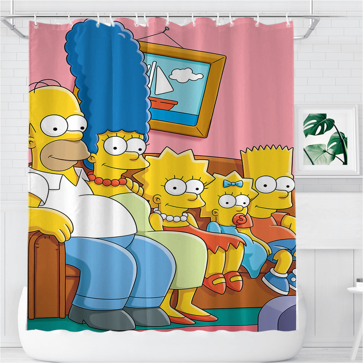 The Simpsons Original Bathroom Shower Curtain Fabric Waterproof | 66 X 72 Inch