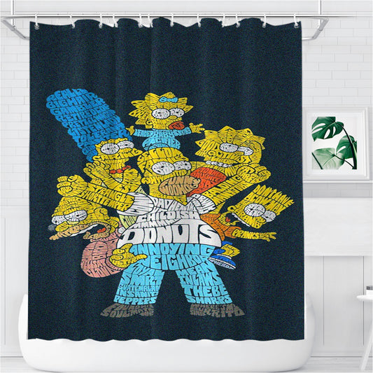 Personalized The Simpsons Typography Noise Shower Curtain Farmhouse Bathroom Decor