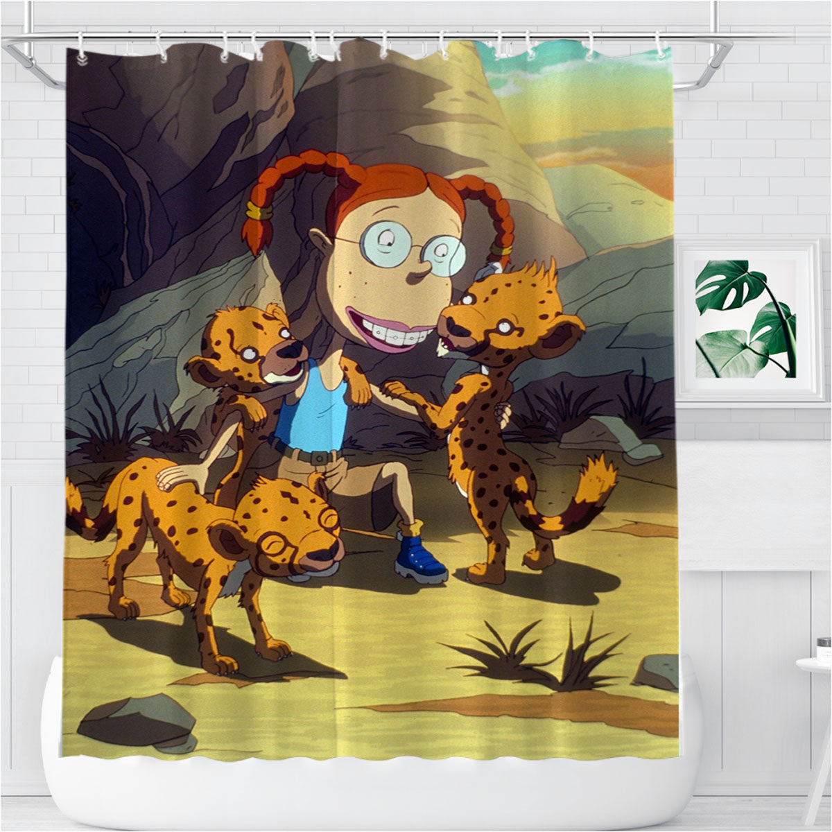 The Wild Thornberrys Eliza Thornberry And Hyena Bathroom Shower Curtain Fabric Waterproof | 66 X 72 Inch