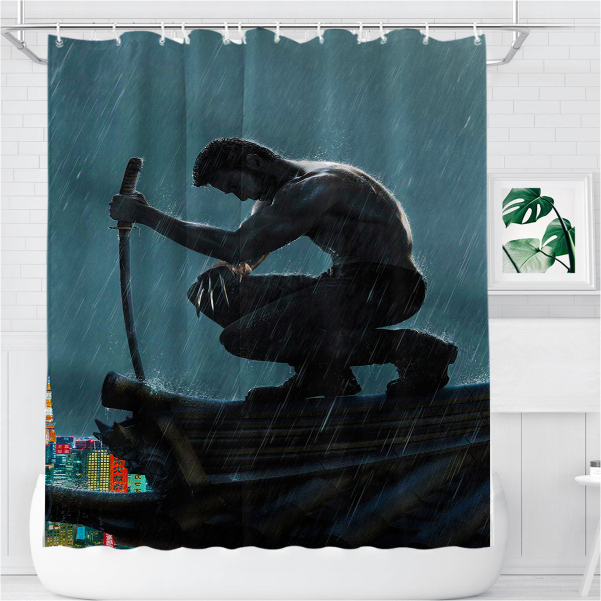 The Wolverine Katana Bathroom Shower Curtain Fabric Waterproof | 66 X 72 Inch