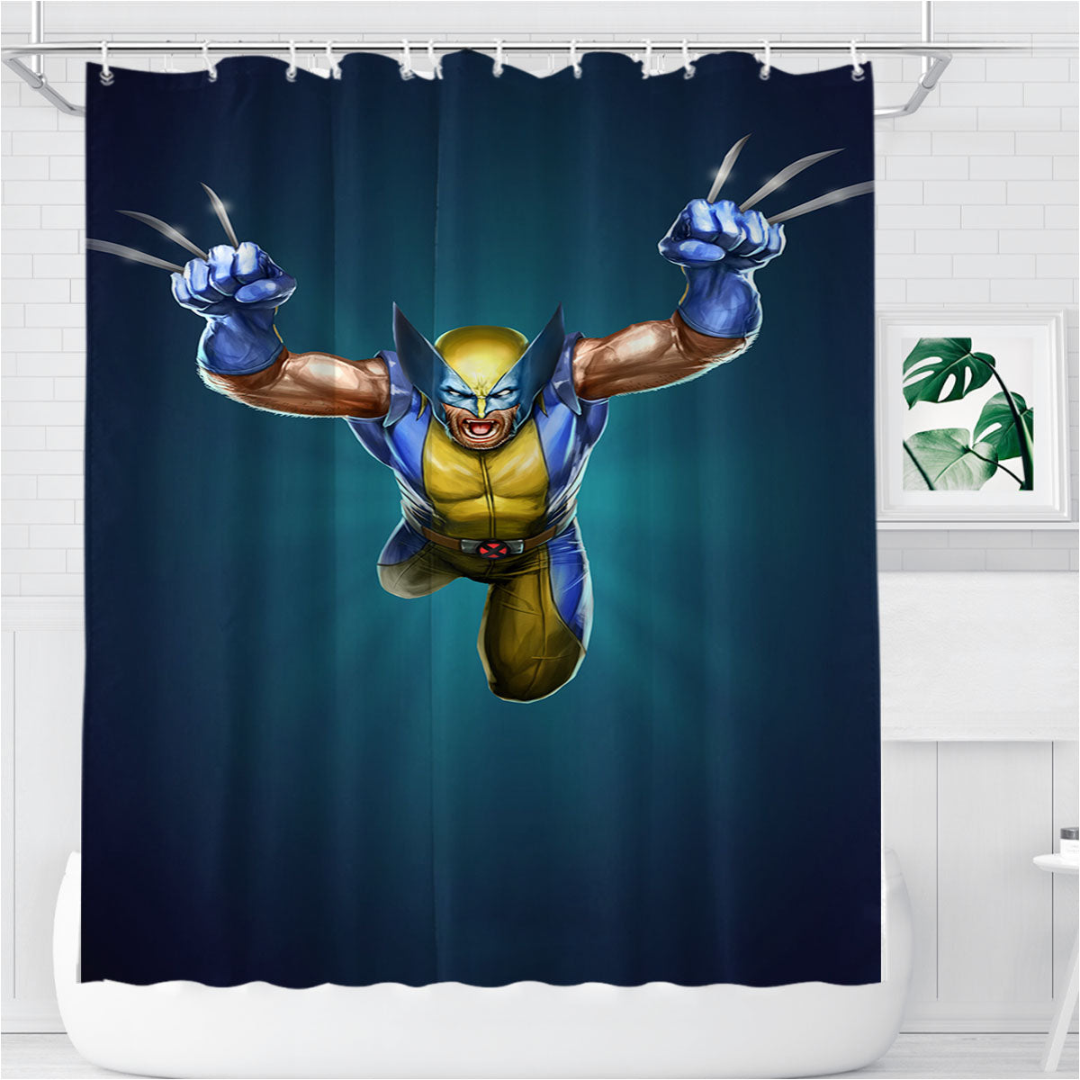 The Wolverine Marvel Artwork Bathroom Shower Curtain Fabric Waterproof | 66 X 72 Inch