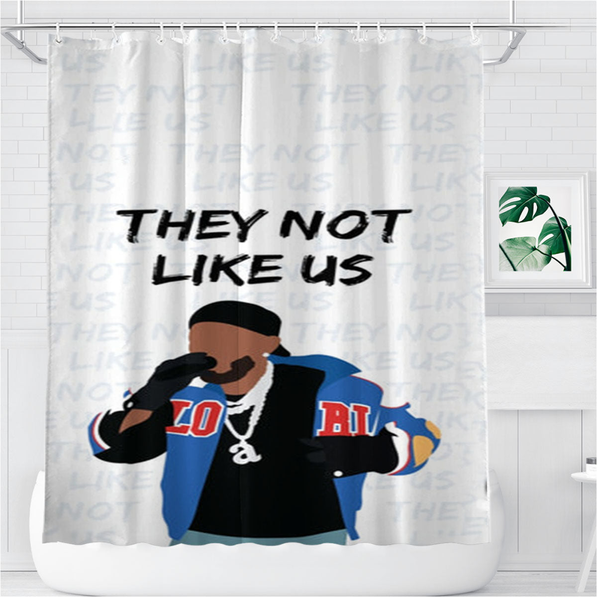 They Not Like Us Bathroom Shower Curtain Fabric Waterproof | 66 X 72 Inch
