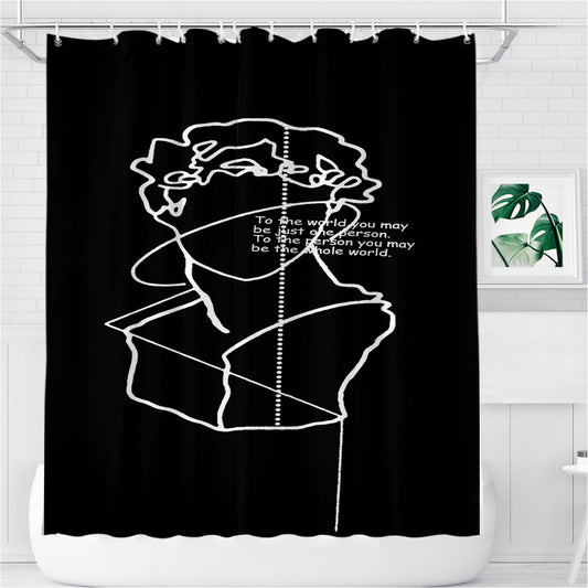 Personalized Thinking Man Abstract Art Line Drawing Aesthetics Shower Curtain Farmhouse Bathroom Decor