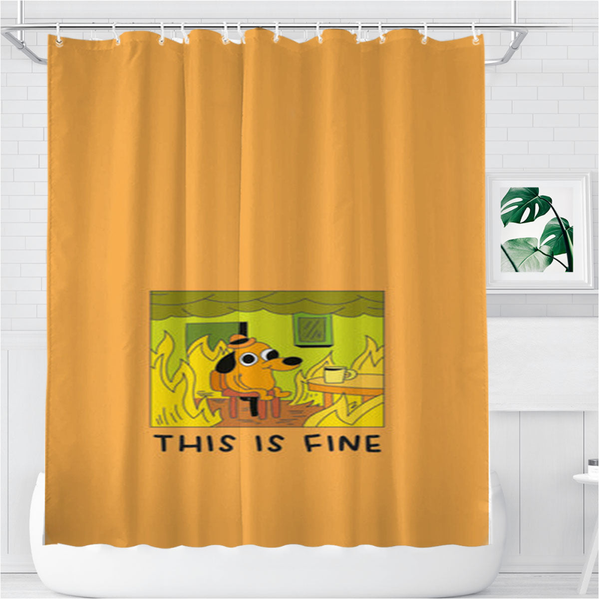 This Is Fine Bathroom Shower Curtain Fabric Waterproof | 66 X 72 Inch