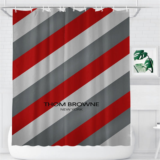 Thom Browne Color Pattern Bathroom Shower Curtain Fabric Waterproof | 66 X 72 Inch