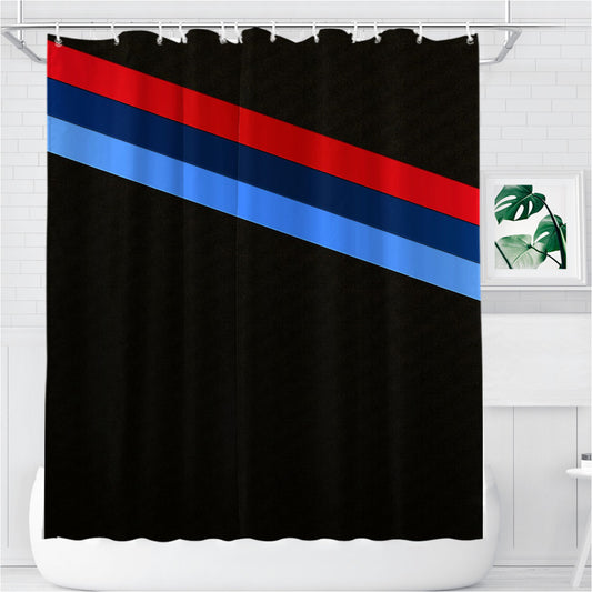 Three Color Line Bmw Bathroom Shower Curtain Fabric Waterproof | 66 X 72 Inch