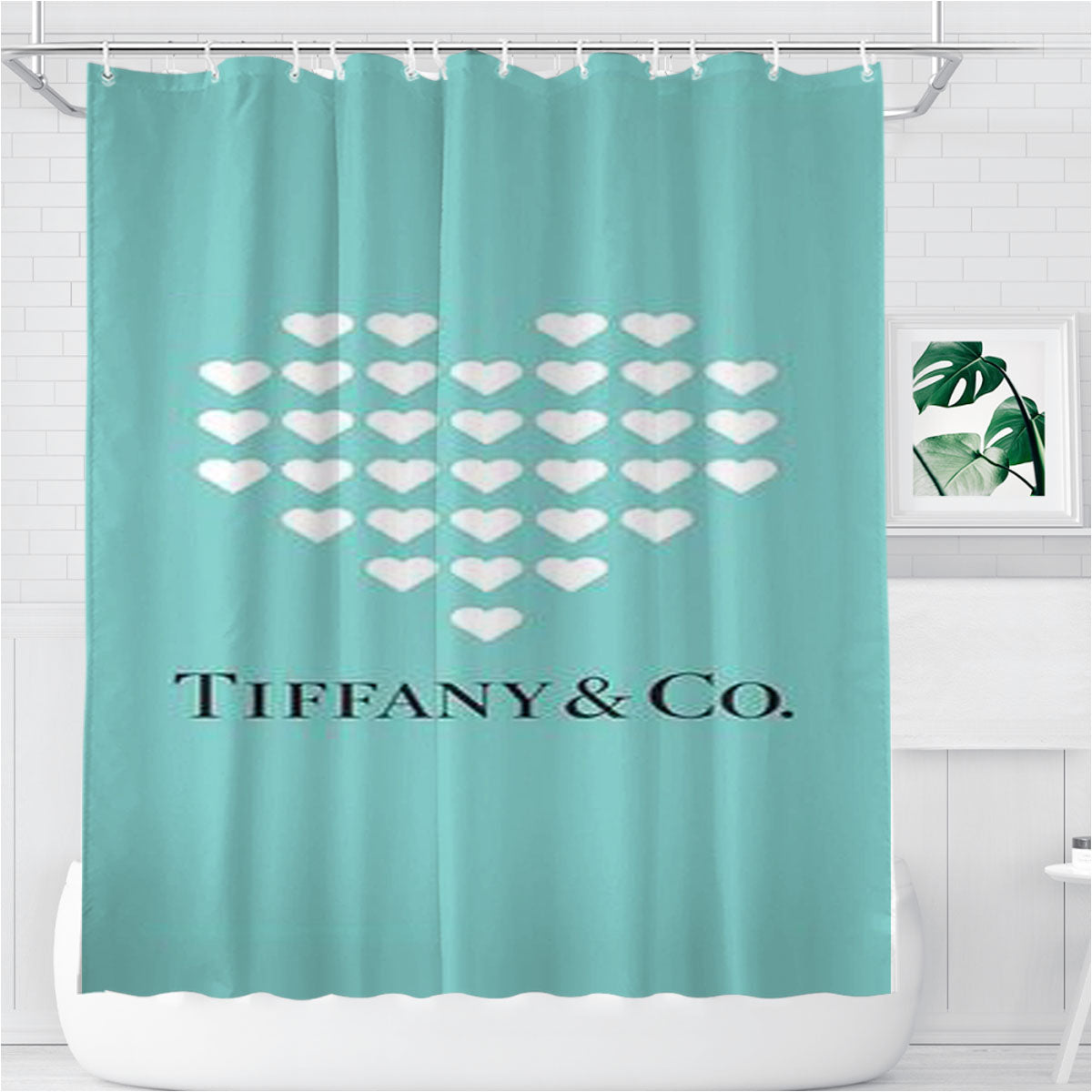 Tiffany And Co Love Collage Bathroom Shower Curtain Fabric Waterproof | 66 X 72 Inch